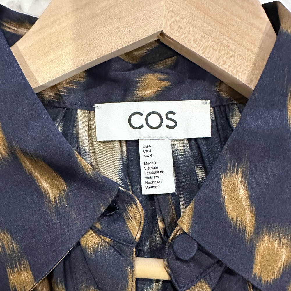 COS printed midi shirt dress with self tie belt, size 4 - Picture 6 of 15